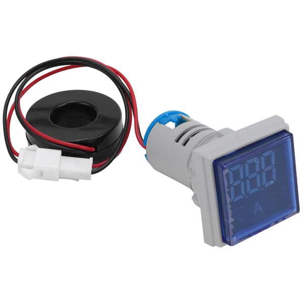 Digital AC 220V Amperemeter Strømmåler Signalindikatorlampe Blå