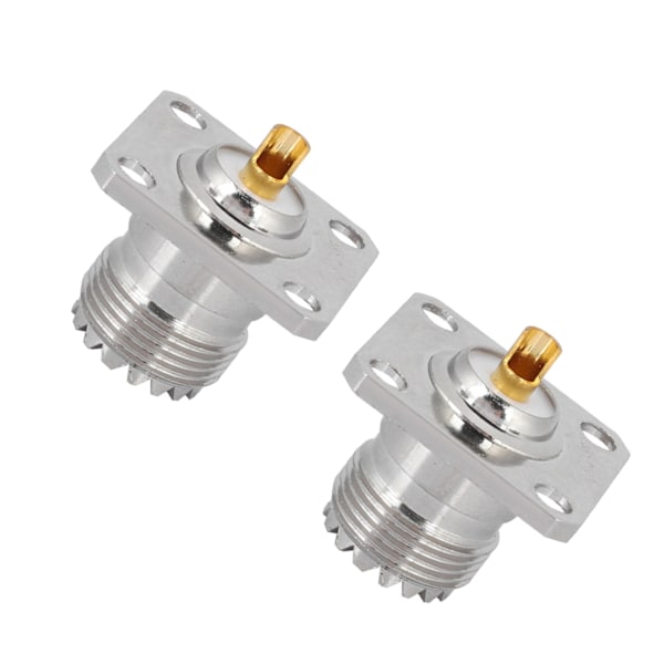 2 stk UHF Hunn SO239 4-hulls Sokkel Panel Chassis RF Koaksial Adapterkontakter