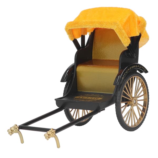 Retro Rickshaw Modell Utsökta Detaljer Nostalgisk Legering Simulering Rickshaw Leksak Rickshaw Dekoration för Samling Guld