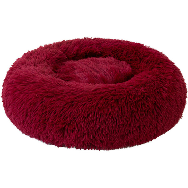 Hunde- og kattekurvmåtte Vinter rund plysseng Stor måtte til hvalpe- og killingkæledyr, ydre diameter 60 cm, højde ca. 20c