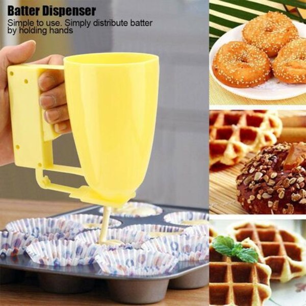 Pandekage- og cupcakedej-dispenser - Værktøj til pandekager, cupcakes, vafler, muffindej, kager, småkager, stempel inkl.