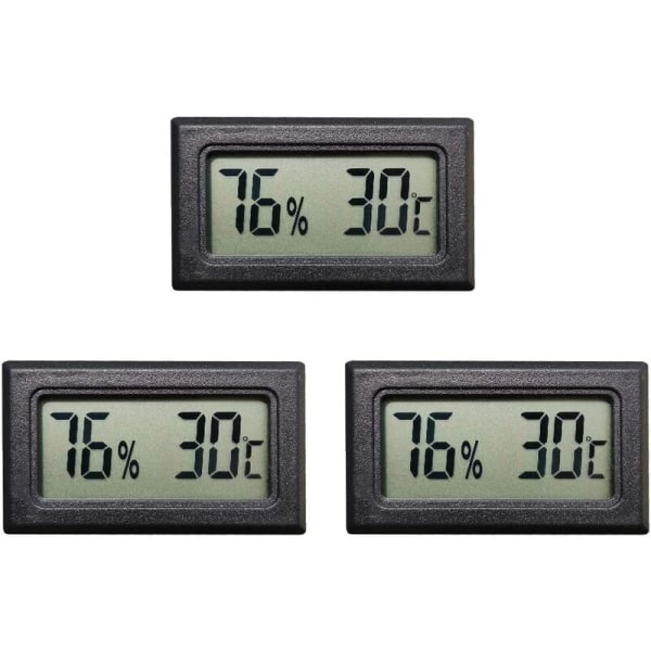 Mini digitalt LCD termometer Hygrometer Temperatur fugtighedstester (3 STK)
