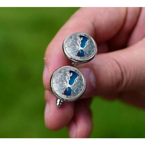 Mansjettknapper Tree of Life Time Gem Herreskjorte Metall Crystal Cuff Stud French Button