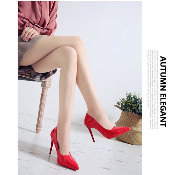 Røde såler høye hæler stiletthæler kvinners eksklusive temperament enkle sko stor størrelse spiss tå Red 43