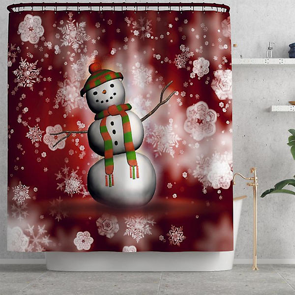 4stk Christmas Snowman 3d Dusjgardin Dusjmatte Toalett