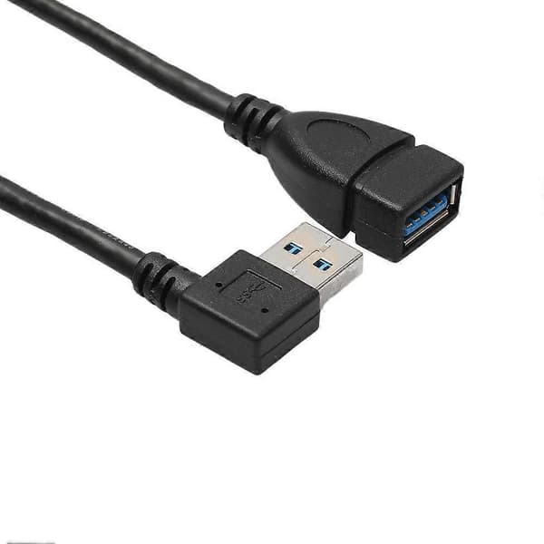 USB 3.0 Vinkel 90 Grader Forlængerkabel Han Til Hun Adapter Ledning Data Venstre Vänster