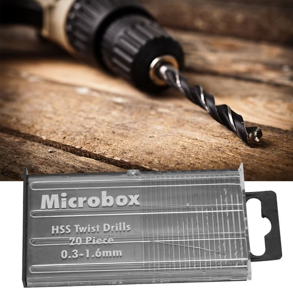 Mini Micro HSS Bor-sæt 20 Dele 0,3 mm til 1,6 mm til Træ Plast med Etui