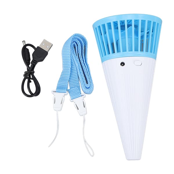 Mini håndholdt halsventilator bærbar personlig køleventilator blå