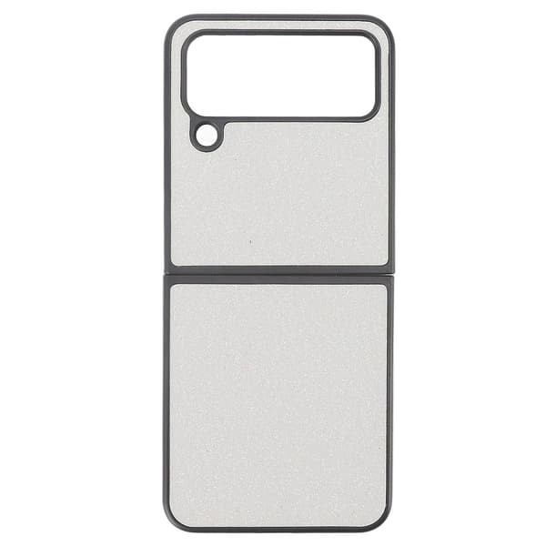 Glänsande reptåligt telefonfodral med mockafoder för Samsung Galaxy Z Flip 4 - Vit