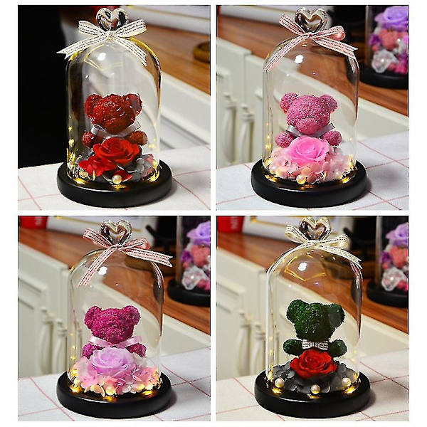 Udødelig blomstermosebjørn glassdeksel