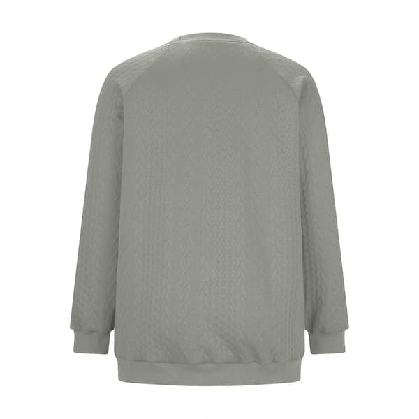 Dame Oversized Sweatshirt Afslappet Langærmet Rund Hals Tekstureret Løs Pullover Efterårstrøje med Lommer Blå M Blue M