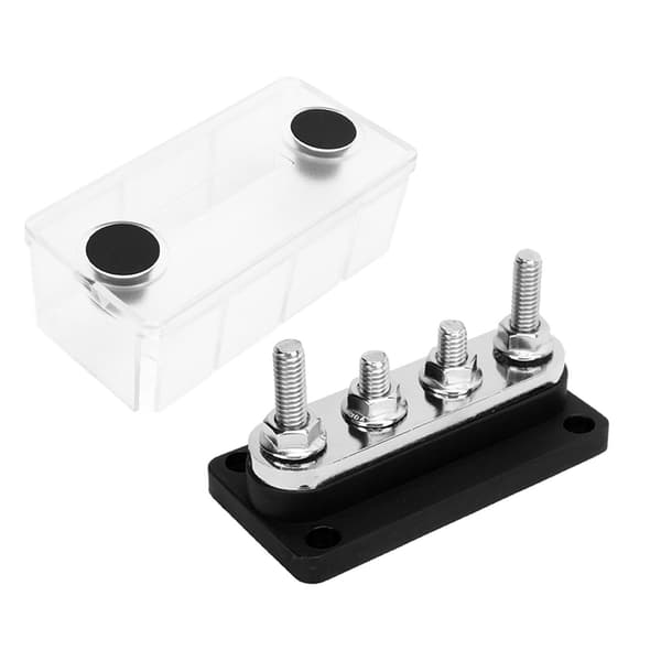 M8 Skrue 4 Terminal Samleskinne DC 12V til 48V 300A til Bil Båd Sort