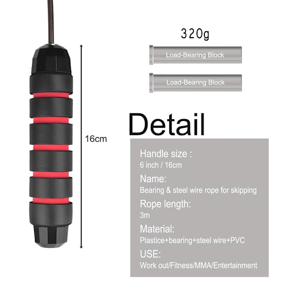 2 Pack, hoppetræning Træn kondition, spring rep black red + black blue