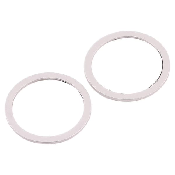 2025 2 st bakre kamera glaslins metallskyddsring för iPhone 12 White