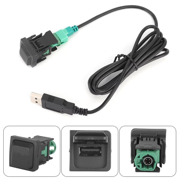 Bilradiospiller USB-knappbryter USB-konverterkabeladapter Bil Lyddeler