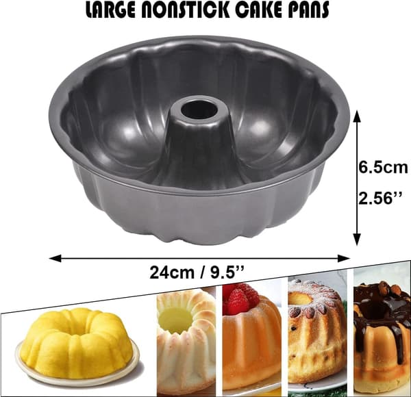 Ringform, 24 cm/9,6 tommer rund kakeform, non-stick bakeform, karbonstål, riflet ringform