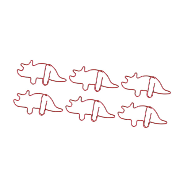 100 Røde Triceratops-formede Papirclips: Metal Galvaniseret, Letvægts, Bærbare Kontorklips til Dokumenter