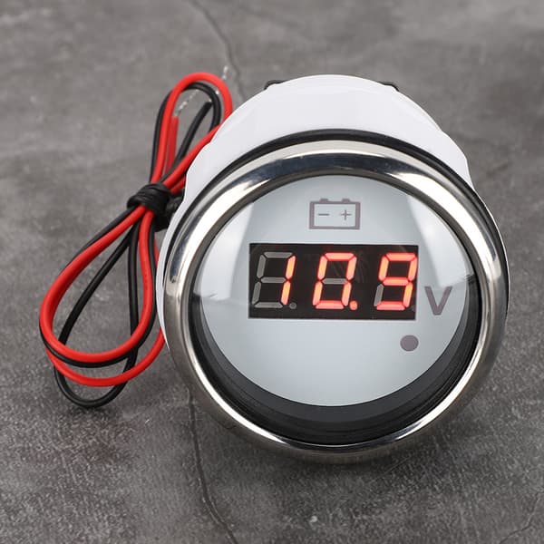 2 tommer Batterispændingsmåler LED Digital Display IP67 Vandafvisende Smart Alarm Universal til Båd Auto Hvid
