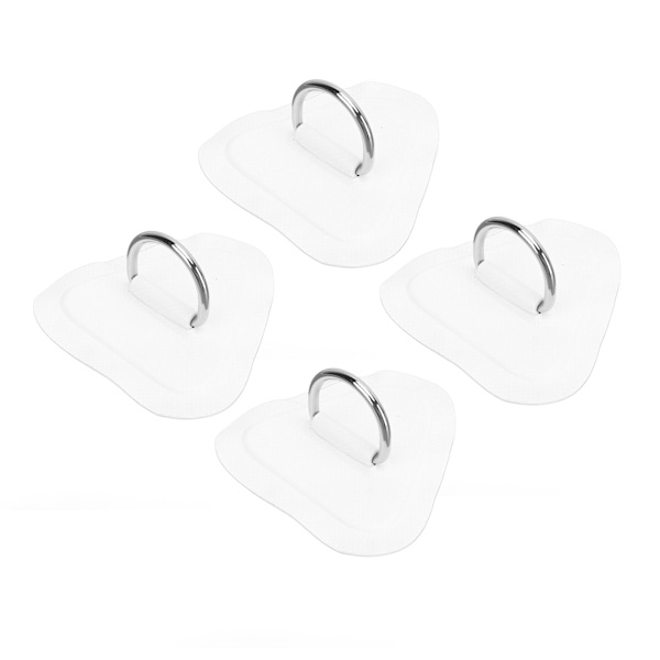 4 stk. D Ring Patch Rustfrit stål D Ring Pad til oppustelig båd Surfbræt Jolle Paddle Board Hvid