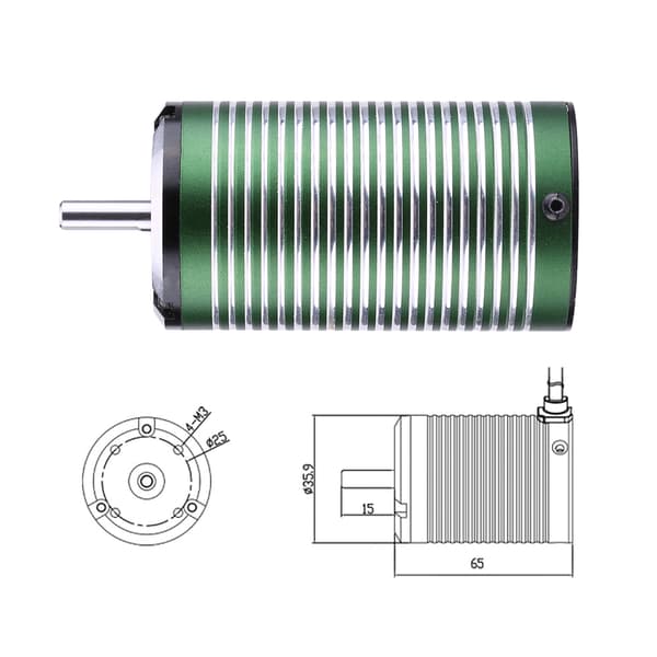 Højtydende 4-polet motor til RC biler 4500KV