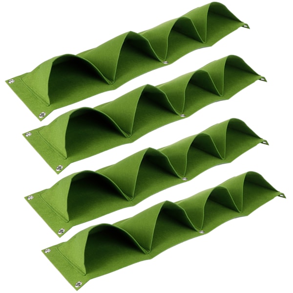 4-pack Väggmonterade 4-ficks Återanvändbara Filt Plant Grow Bags - Miljövänliga Trädgårdskrukor