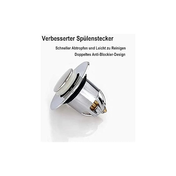Vaskprop, vask afløb, anti-tilstopningsventil med anti-tilstopningsfilter til vaske med 34-40 mm åbning.