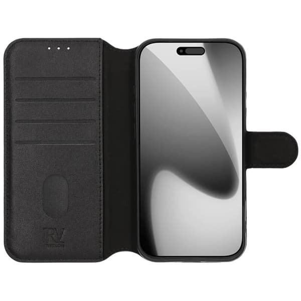 Rvelon Pungcover Ægte Læder til iPhone 17 Pro Max - Sort Plånboksfodral Äkta Läder