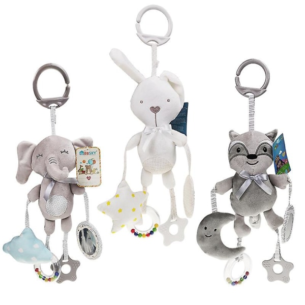 3 delar baby plysch hängande tecknade djur pedagogiska leksaker
