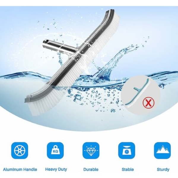 Svømmebassinbørstehoved Svømmebassinbørstehoved Premium 18 tommer aluminiumsrengøringsbørste til pool, spa, badekar, vægge, Ti