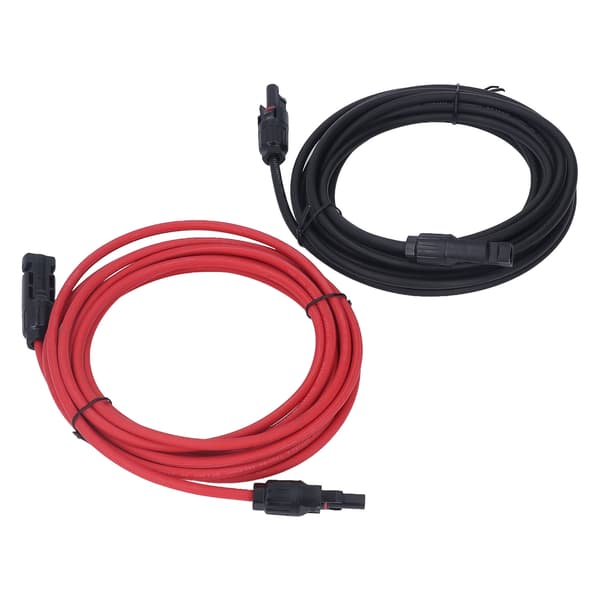 2 stk. 12AWG 4mm² Solpanel Forlængerkabel Sort Rød Solar Adapter med MC4 Stik 1000VDC 5m 16.4ft