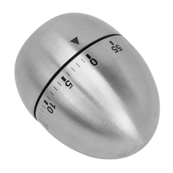 Mekanisk æggeformet timer, transparent skala, rustfrit stål, køkken, sauna, tidsreminder