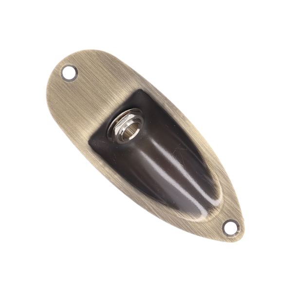 Gitarr Input Output Jack Socket Plate Båtstil Elektrisk Gitarr Ersättningsdelar Bronsfärg 6.35mm GT47 Beige Plugghål