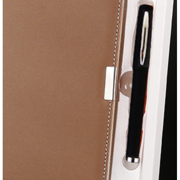 A5 Notebook Gaveæske Sæt PU Læder Business Notesblok med Pen Kulturel og pædagogisk manual Kontor (sølvbrun/gaveæske),