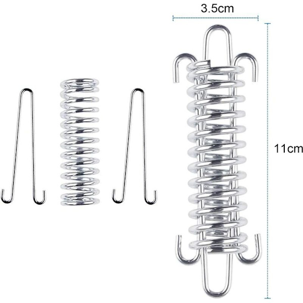 10 styks teltfjederspænde, fjederlås i rustfrit stål, fastgørelsessæt til solsejl, befæstelser til sejlskærme, bruges til udendørs ca.
