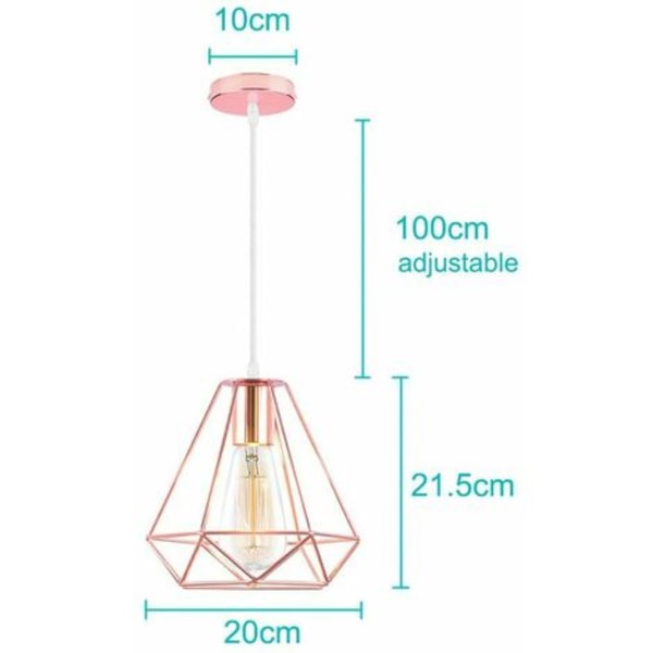 Moderni riippuvalaisin 20 cm, tyylikäs kattokruunu riippuvalaisin metallivarjostin, häkin muotoinen valaisin (ruusukulta)