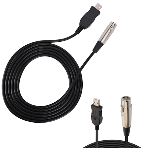 Mikrofon Link Adapter Kabel XLR Hun til USB MIC Link Sort Kabelledning