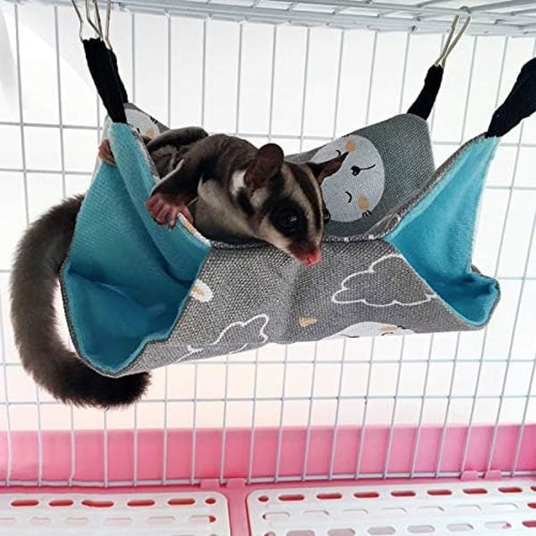 Hammock Pet Hammock Nest Double Canvas Hammock Hamster My Neighbor Totoro Ferret Hammock 34 * 34 (Grey Rabbit)
