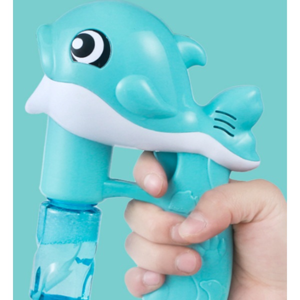 Fuldautomatisk elektrisk Dolphin Bubble Gun Legetøj (Blue Whale Bubble Gun + 3 AA batterier),