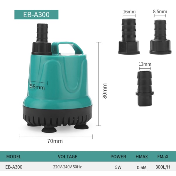 Uppopumppu, pohjasuodatin hiljainen pumppu, puhtaan veden vaihtopumppu (EB-A300 5w, kansallinen standardimalli),