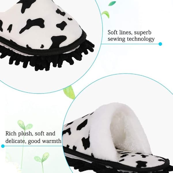 Microfiber Cow Print Mop Slippers, Detachable, for Household Floor Cleaning and Dusting