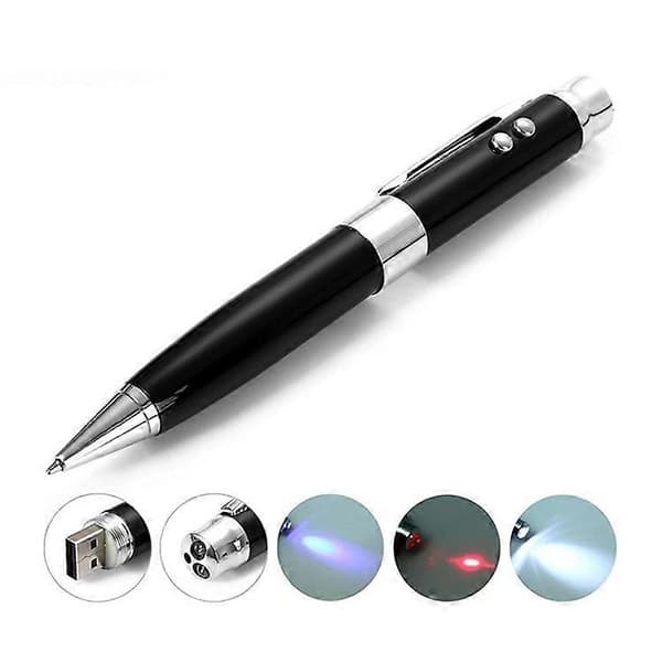 3-i-1 Laser Pen Style USB Flash Disk, Sølv Black
