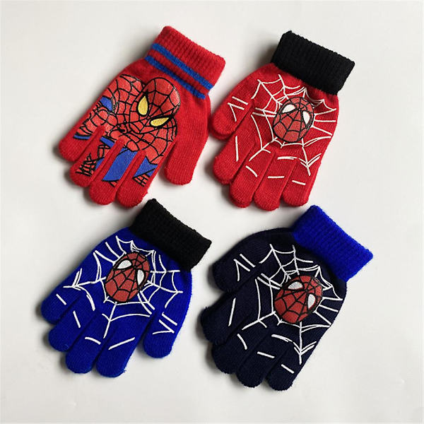 Spiderman Kids Full Finger Handskar Utomhus Varm Vinter Stickad Thermal Vantar Presenter C