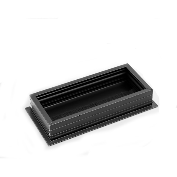 Fortykket aluminiumslegering desktop gevindboks desktop gennem det sorte firkantede kabelboks dæksel 80mm*160mm,