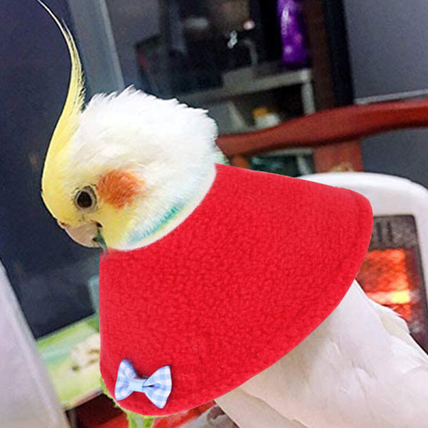 Red S Pet Bird Papegøye Anti-Bite Hårkrage Klær Elizabeth Cape Klær