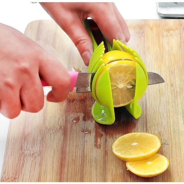 Handhållen citronskärare Tomat och ägg runda skivningsklämmor Fruktseparator (tvåpack),