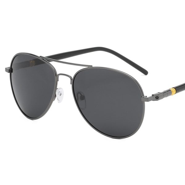 Polariserade solglasögon med receptbelagda närsynta solglasögon för män med metallfjädrar, stora modebågar (svart båge med svart och grå lins)