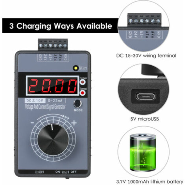 Presisjonsstrømspenningssignalgenerator Programmerbar analog signalsimulatorkalibrator for simulering av DC -10~10V og