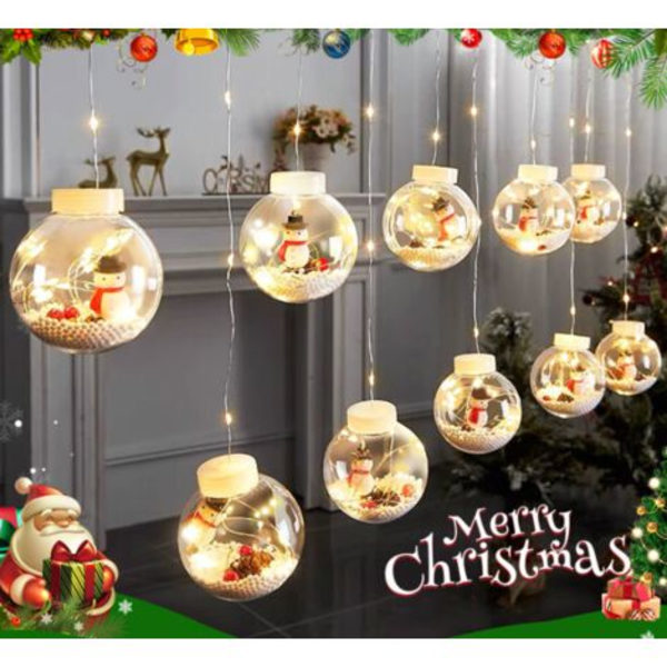 10 LED Solar String Lights, 【Soldrivna】 Fairy Lights för utomhus och inomhus ， Juldekoration (Julsnögubbe)