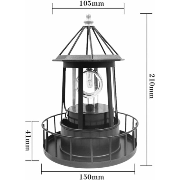 Solar beacon light Stort solar fyrtorn (solar gräsmatta ljus)，för utomhusbruk, trädgård, gård