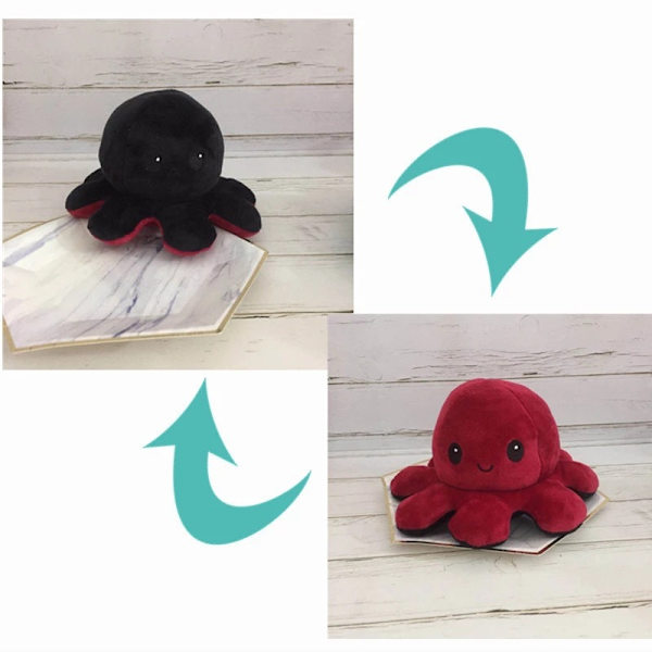 Lysende flip blæksprutte figur med musik og LED Deep red to black